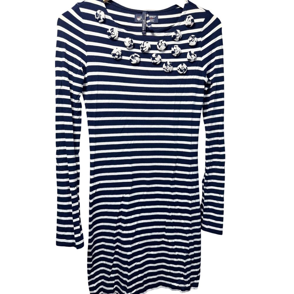 Saint James Galathee Striped Dress Cotton Nautical Breton Rosette Sz 6